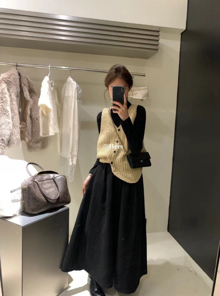 HERS> 呢子百褶裙 8630#