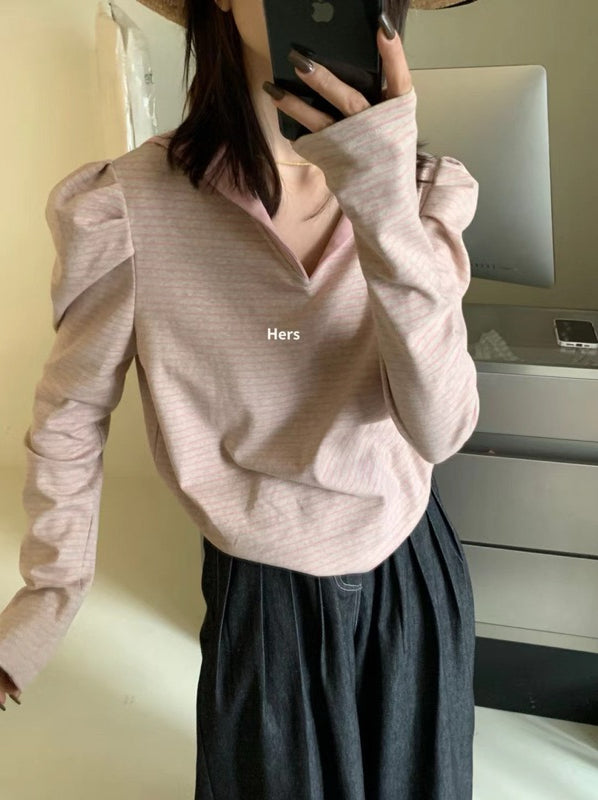 HERS> 條紋拼接上衣3色 9100#