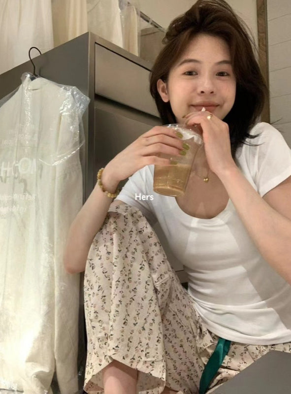 HERS> 大U正肩基礎絲滑T 20719#