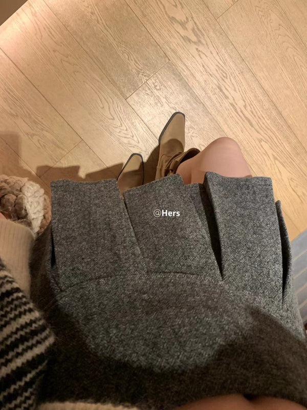 HERS> 毛呢百褶裙 10473#