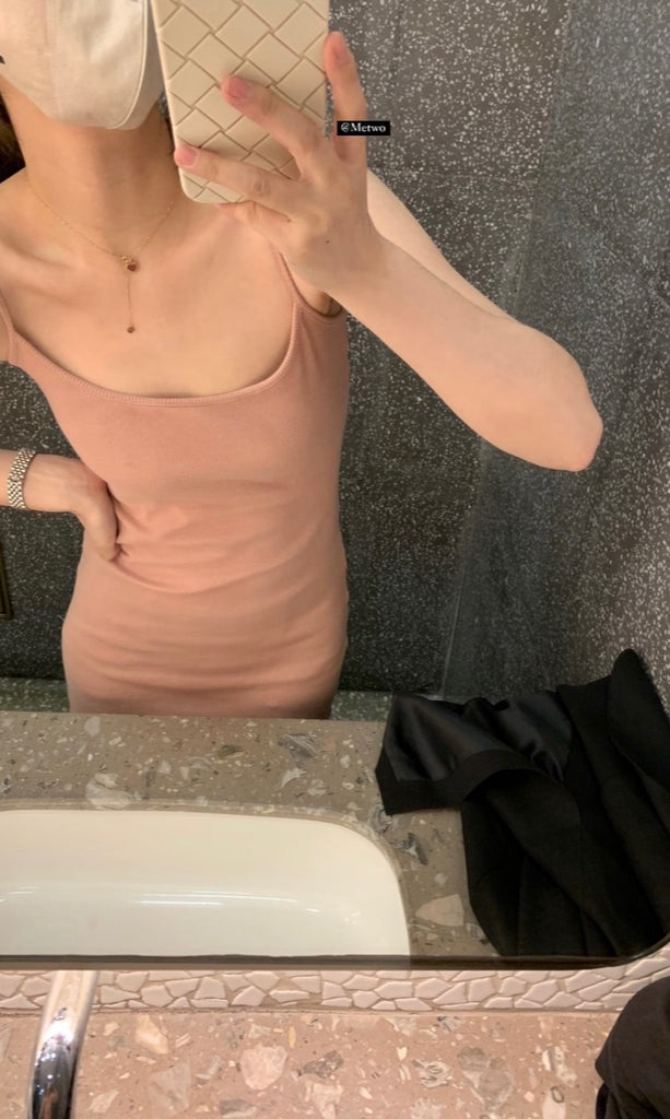 METWO> 私服面料定制粉吊帶裙sml 1240#