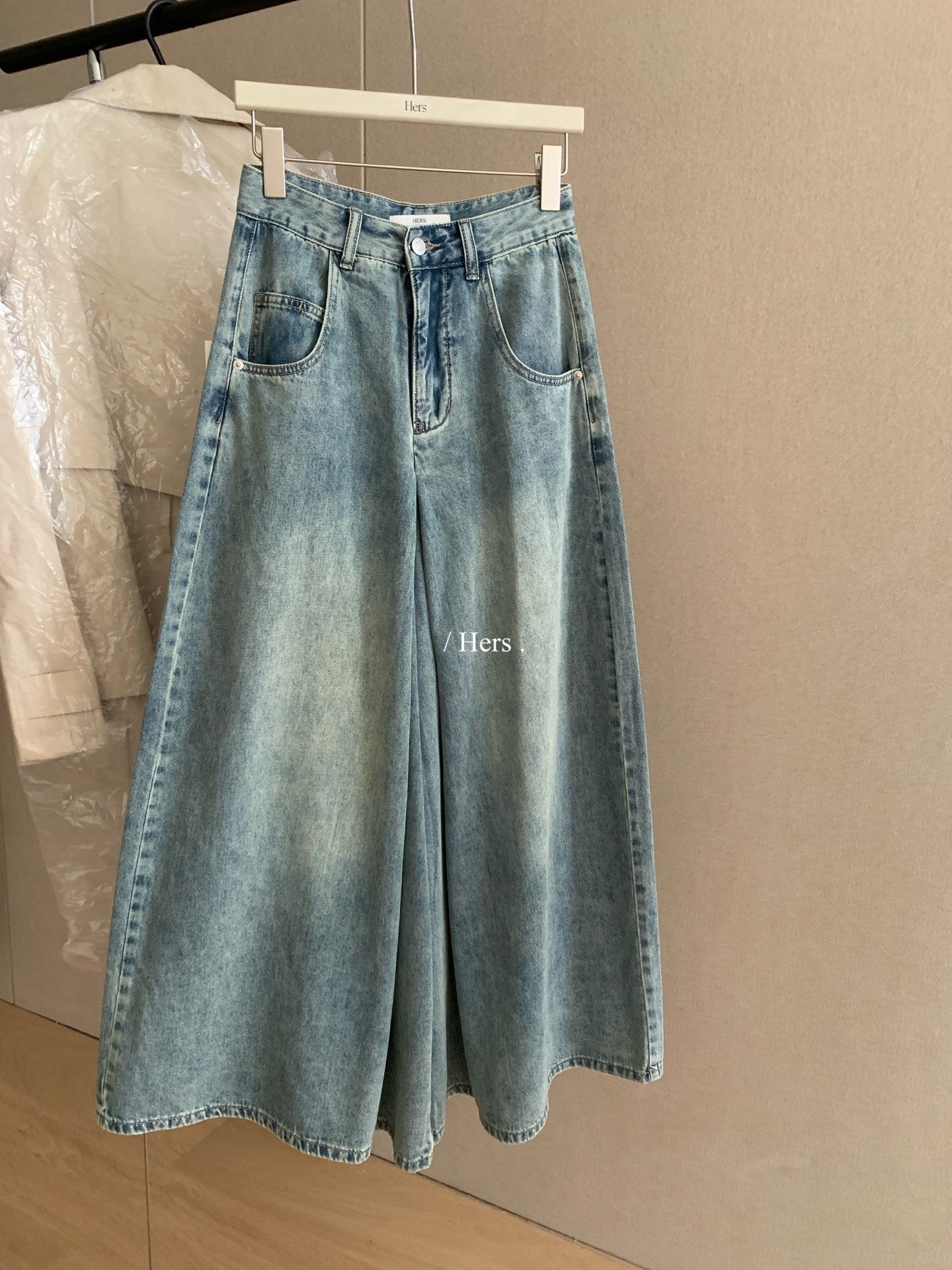 Hers - 牛仔闊腿裙褲 80358#