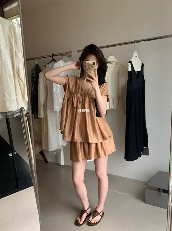 HERS> V領無袖休閒套裝 20847#