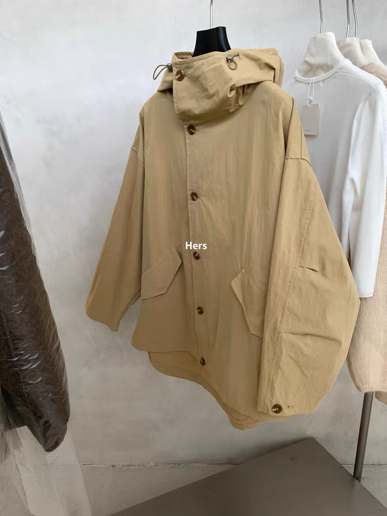 HERS> 連帽中長款風衣 92086#