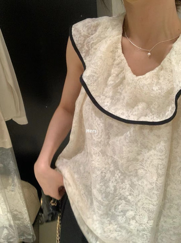 HERS> 貴氣荷葉領小衫 9568#