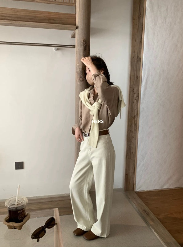 HERS> 小眾水洗色直筒牛仔褲 20392#
