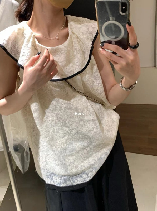 HERS> 貴氣荷葉領小衫 9568#