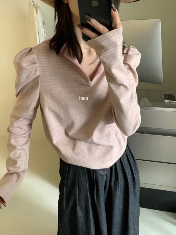 HERS> 條紋拼接上衣3色 9100#