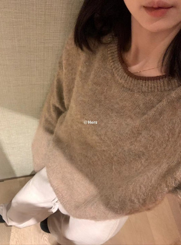 HERS> 領口撞色輕毛衣 10287#