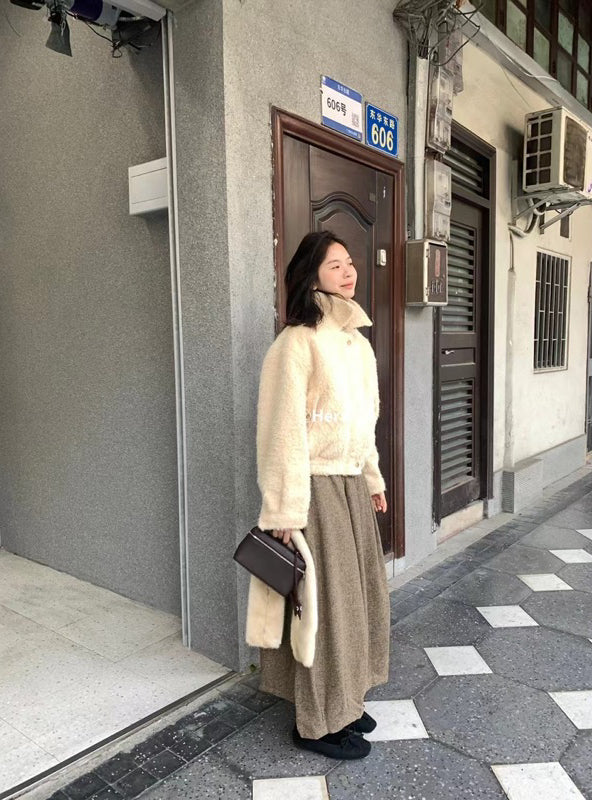 HERS> 造型感毛呢氣球半裙 10510#