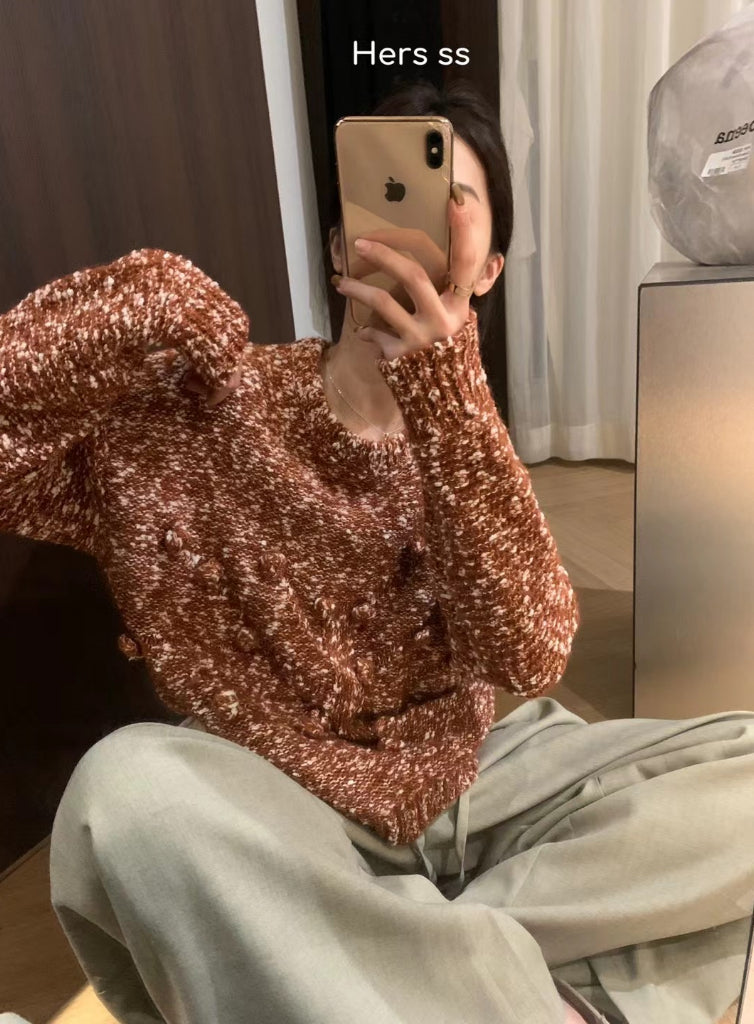 HERS> 復古立體毛衣8179#