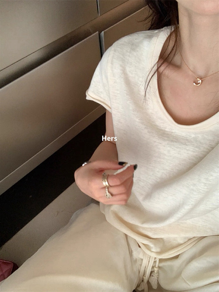 HERS> 簡約輕盈雪花麻T 21006#
