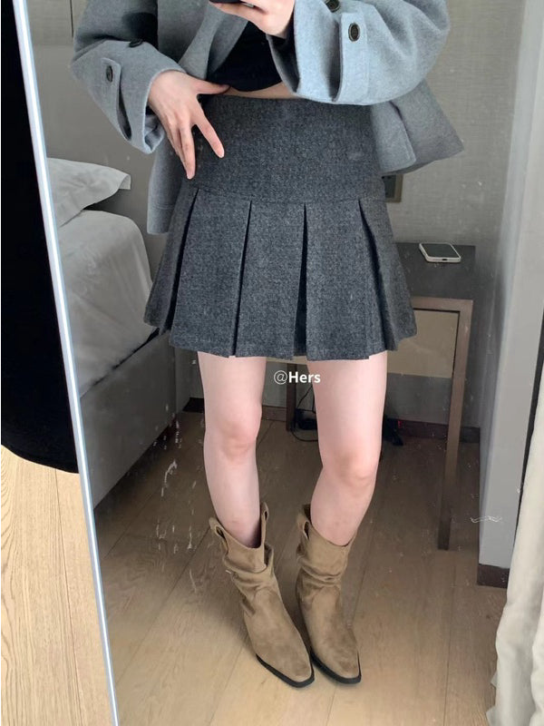 HERS> 毛呢百褶裙 10473#