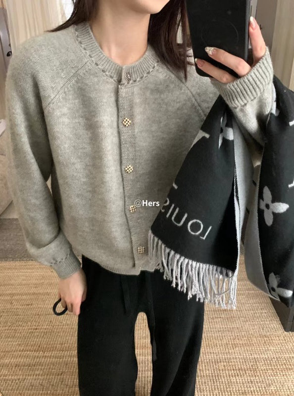 HERS> 韓代格子扣毛衣 #10384#
