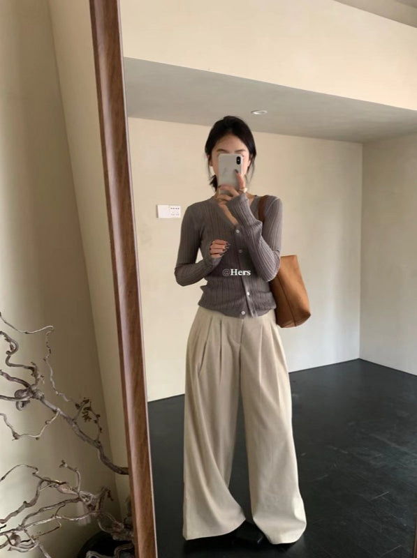 HERS> 氣質V領針織開衫 10035#