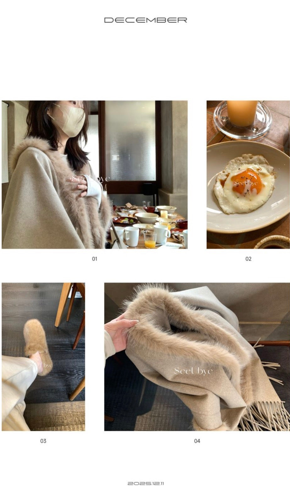 seeUbye - 人生狐狸毛斗篷 溫暖壁爐 702#