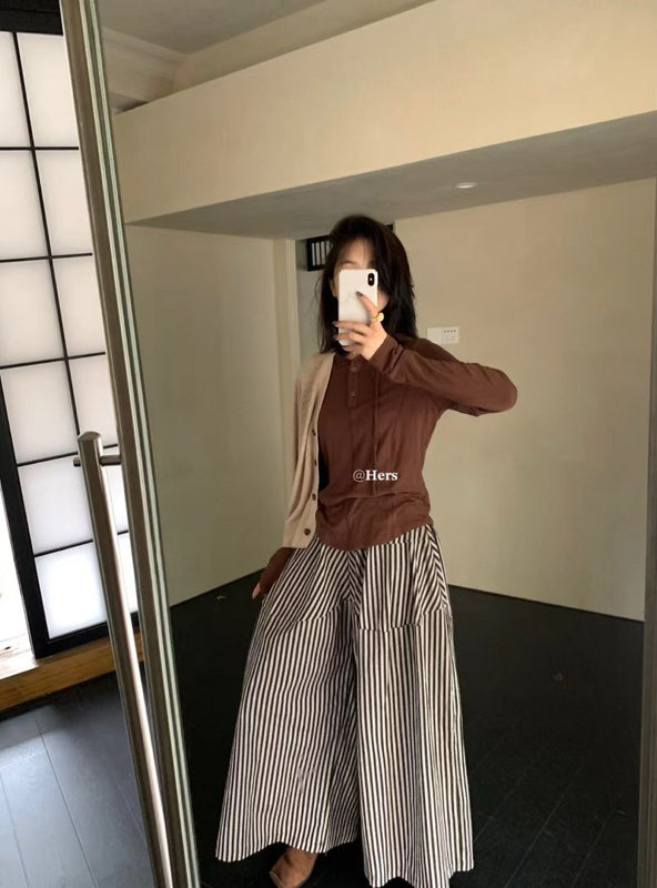 HERS>#拼接條紋裙褲 0960#