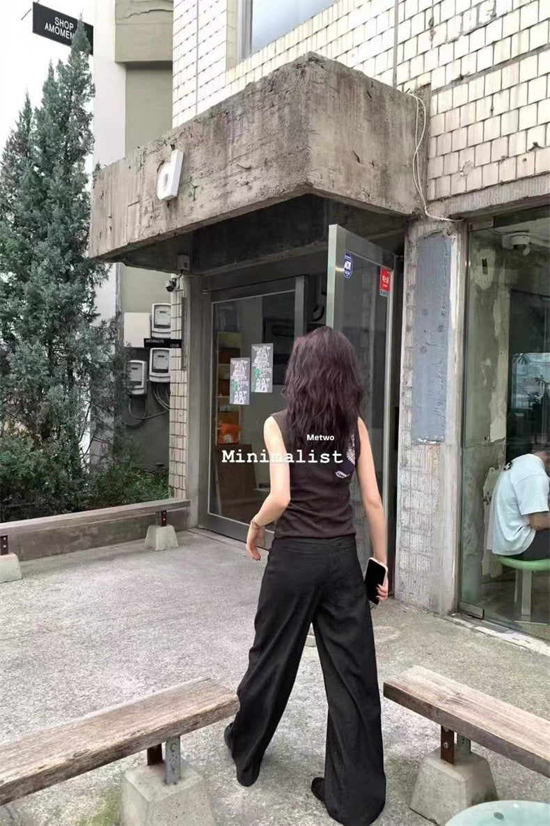 METWO- 格子口袋直筒褲 8834#
