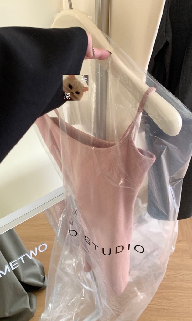 METWO> 私服面料定制粉吊帶裙sml 1240#