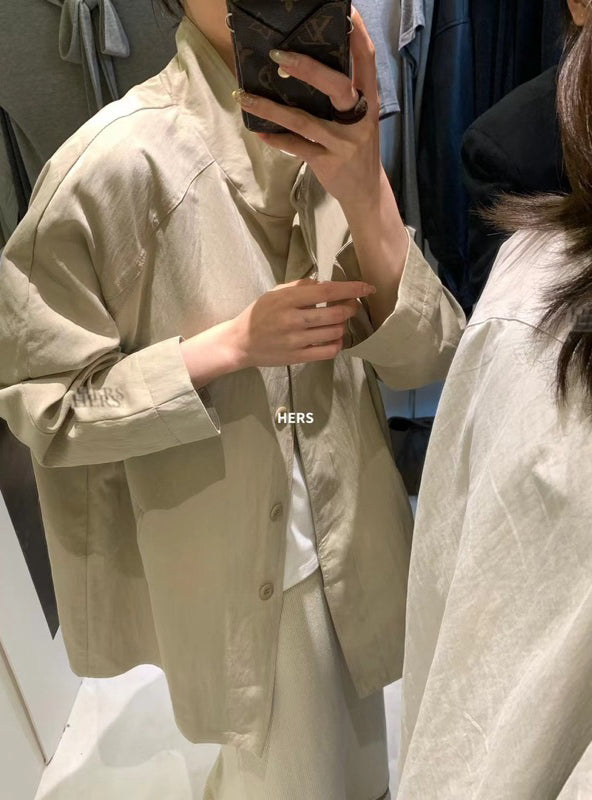 HERS> 長款立領風衣 20277#