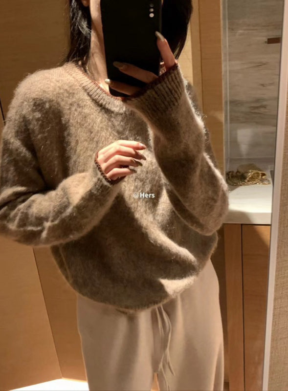HERS> 領口撞色輕毛衣 10287#