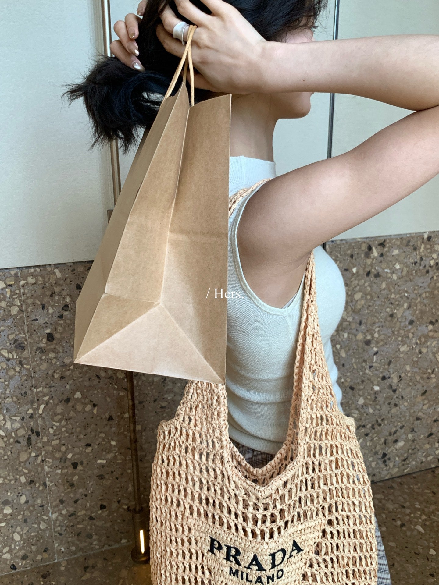 Hers - 微高領紙片針織背心 08128#