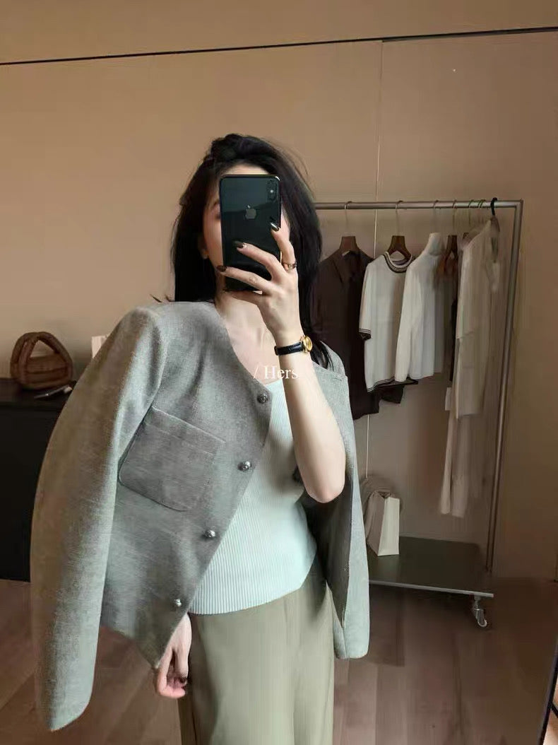 HERS - 玫瑰扣小香風外套 92166#