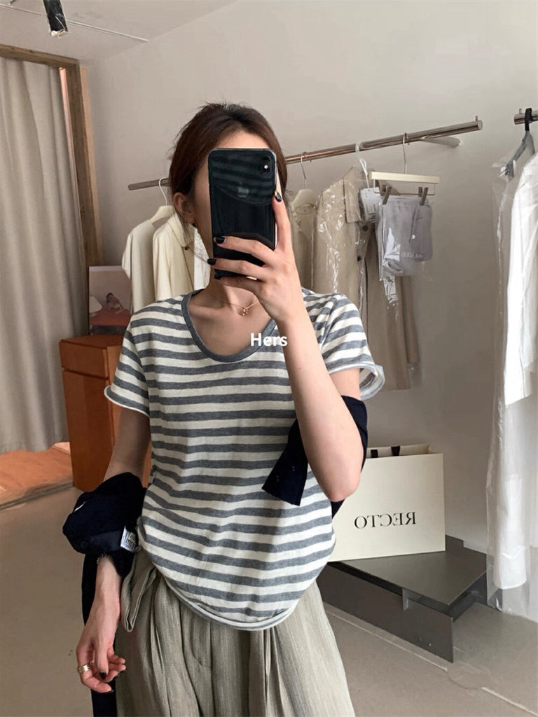 HERS> 簡約輕盈雪花麻T 21006#