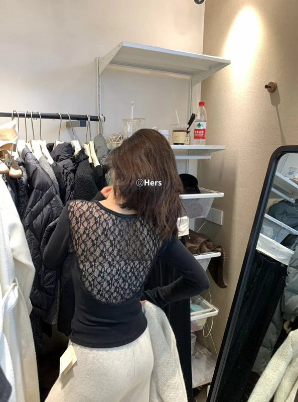 HERS> 後背蕾絲拼接上衣 #10318#