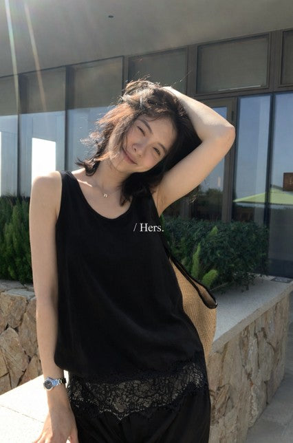 Hers - 蕾絲拼接疊穿背心 80221#