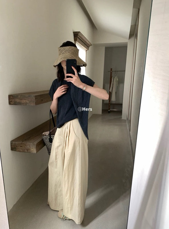 HERS> 簡約舒適日常闊腿褲 20312#