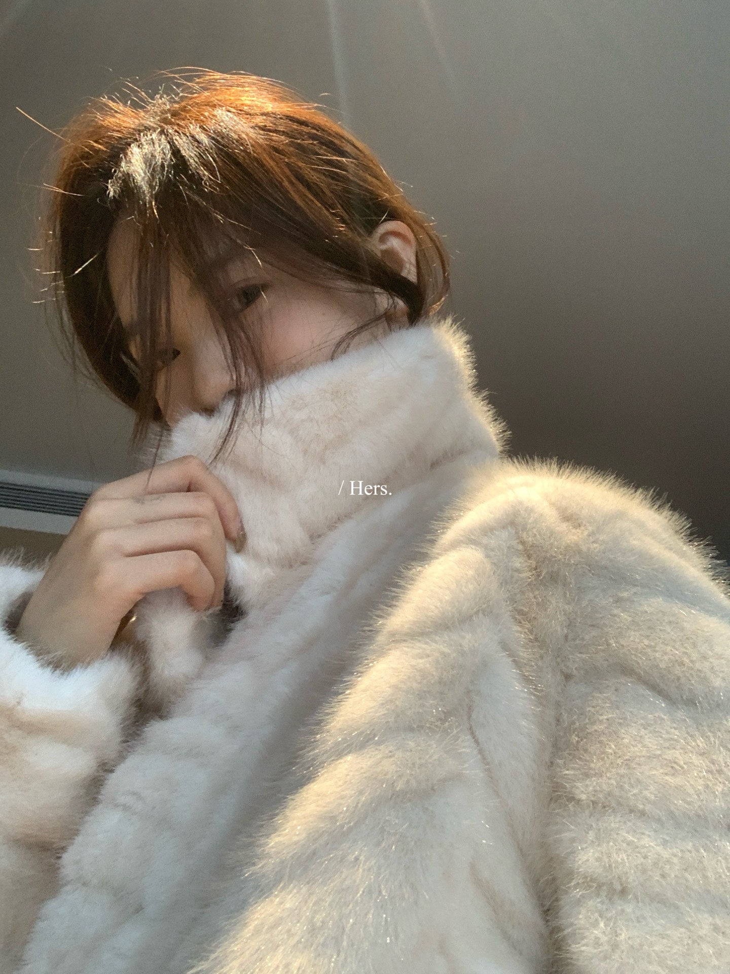 seeUbye - 貴氣皮毛一體翻領短版外套 92732#