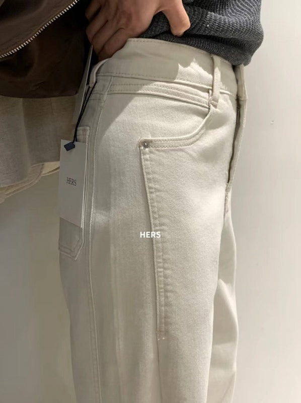 HERS> 純色簡約牛仔褲 20410#