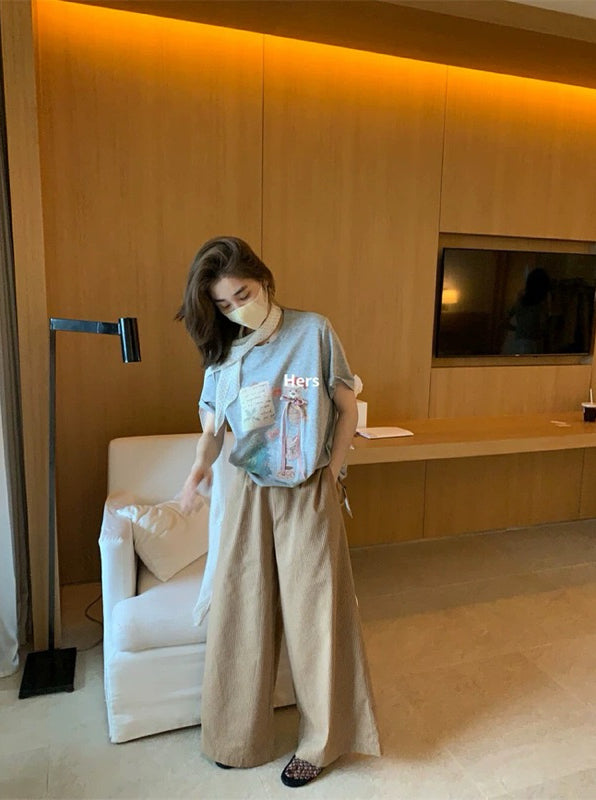 HERS> 復古條紋休閒褲 20624#