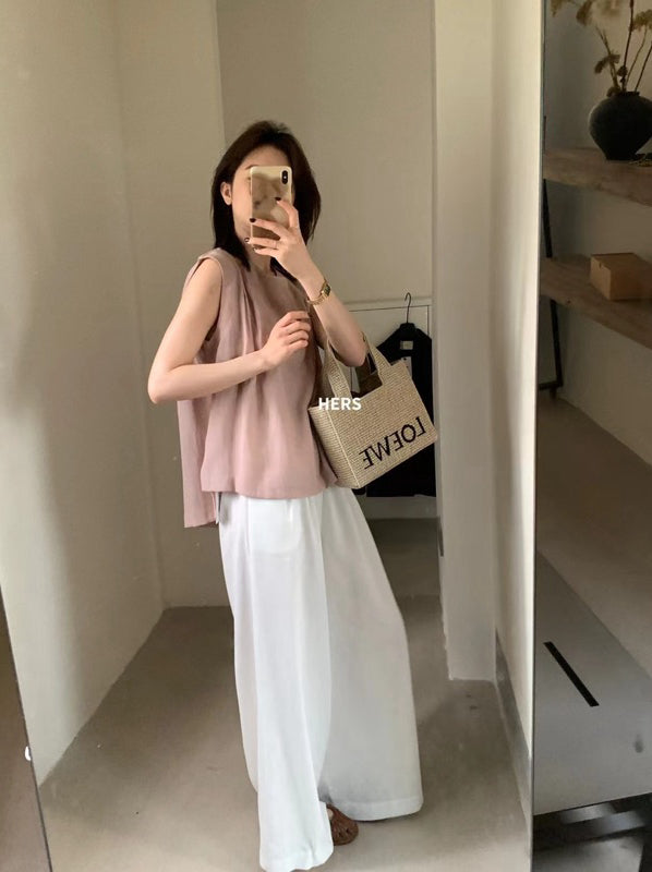 HERS> 簡約麻料無袖上衣 20666#