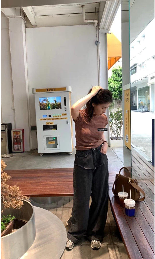 METWO> 復古!買手碳黑牛仔褲 1089#