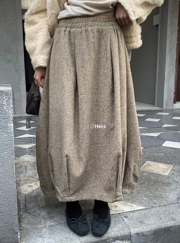 HERS> 造型感毛呢氣球半裙 10510#