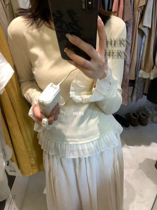 HERS> 氣質花邊圓領T 20361#