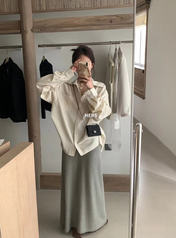 HERS> v領蕾絲拼接襯衫 20326#
