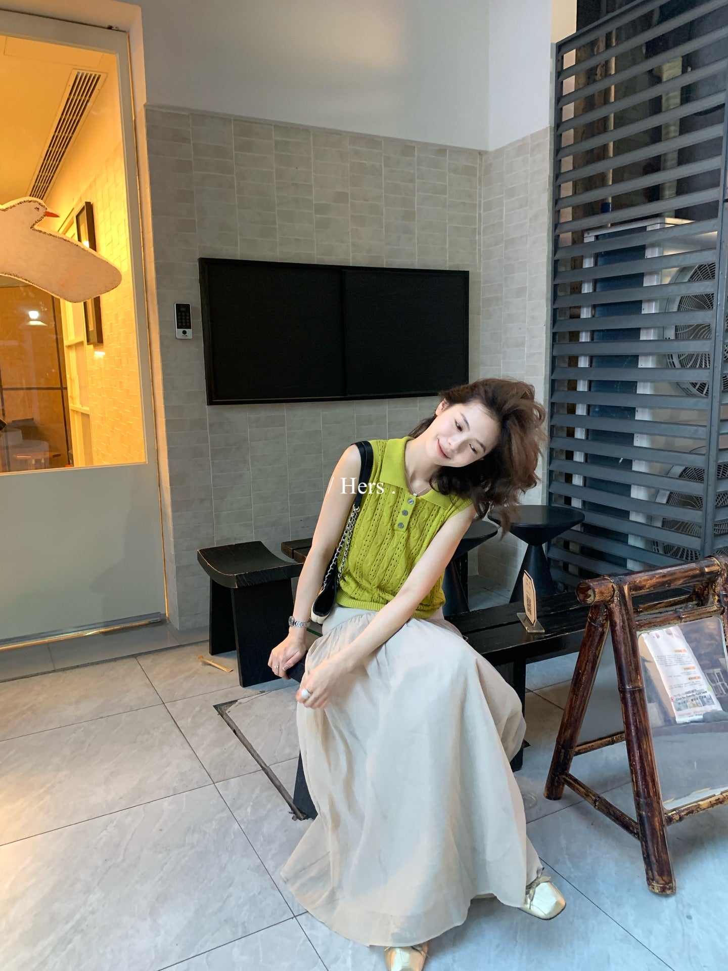 Hers - 3色簍空POLO背心 08175#