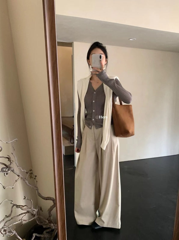 HERS> 闊腿格紋西褲 0943#