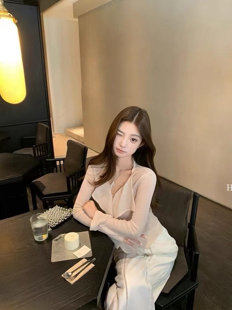 NENE - 荷葉邊顯瘦網紗小衫 9328#