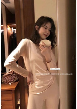 METWO> 禦寒神器保暖修身德絨發熱套裝 64#