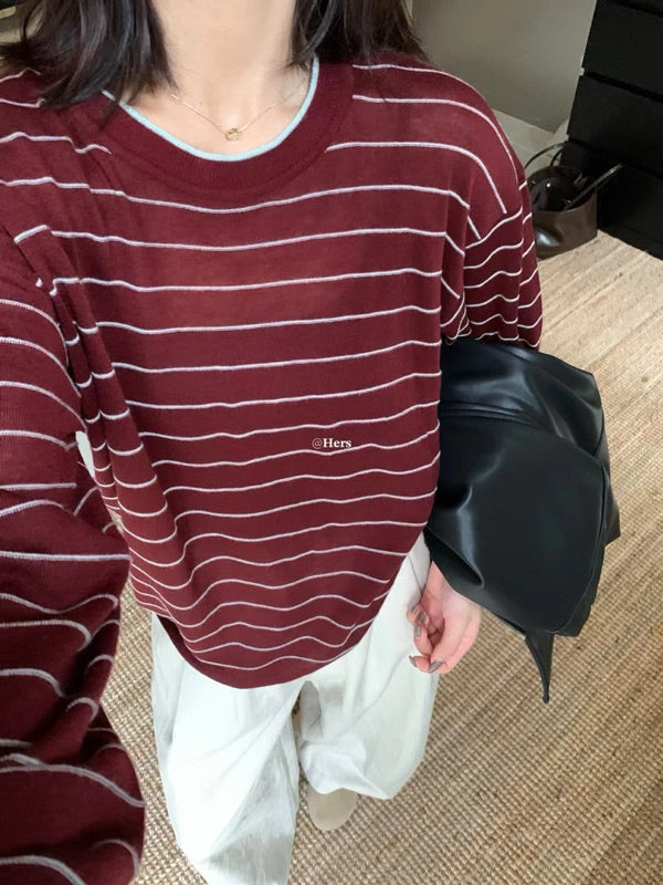 HERS> 2色條紋針織衫 #10082#