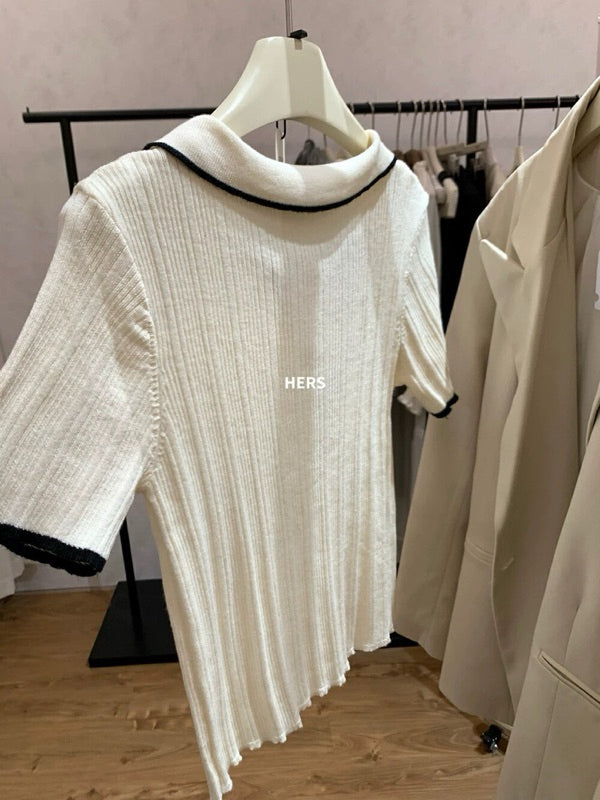 HERS> 短板V領軟針織POLO衫 20558#