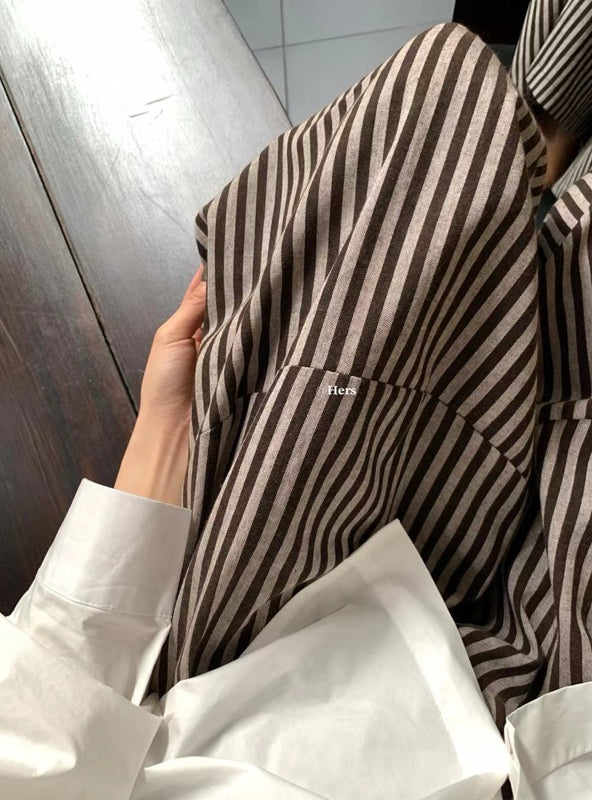 HERS>#拼接條紋裙褲 0960#