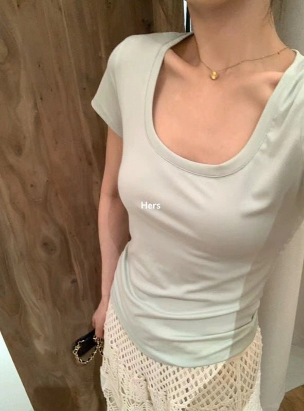 HERS> 大U正肩基礎絲滑T 20719#