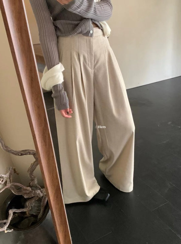 HERS> 闊腿格紋西褲 0943#