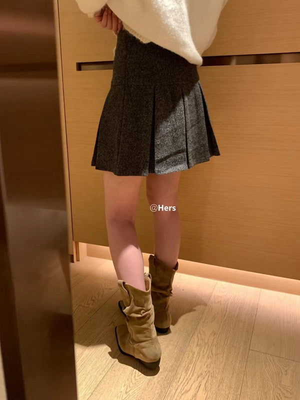 HERS> 毛呢百褶裙 10473#