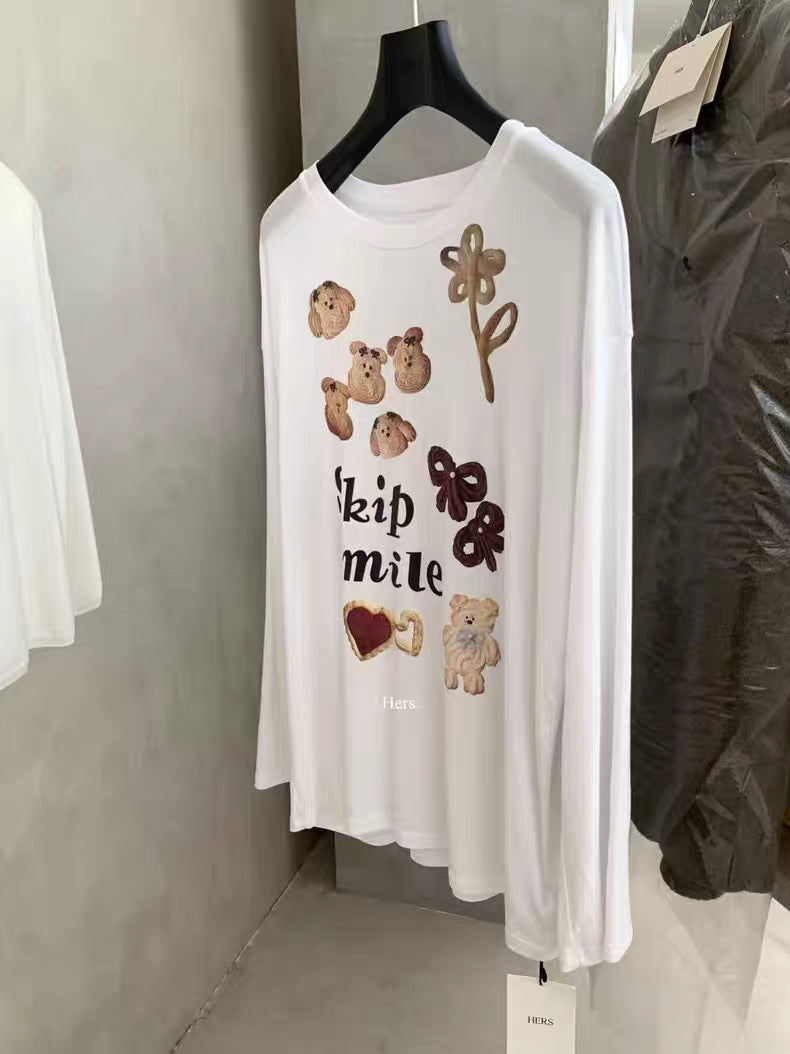 HERS> 復古印花慵懶T 92183#